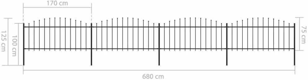 Sodo tvora su iečių viršug., juoda, (0,5-0,75)x6,8m, plienas