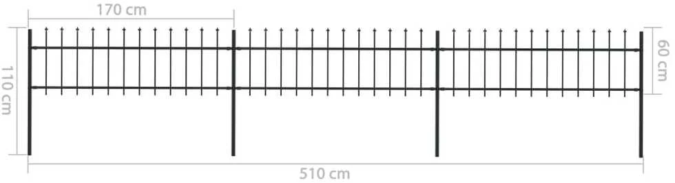 Sodo tvora su iečių viršugal., juoda, 5,1x0,6m, plienas