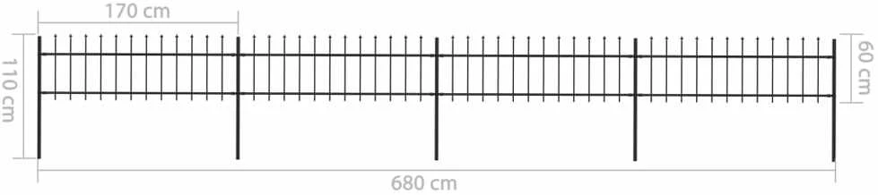 Sodo tvora su iečių viršugal., juoda, 6,8x0,6m, plienas