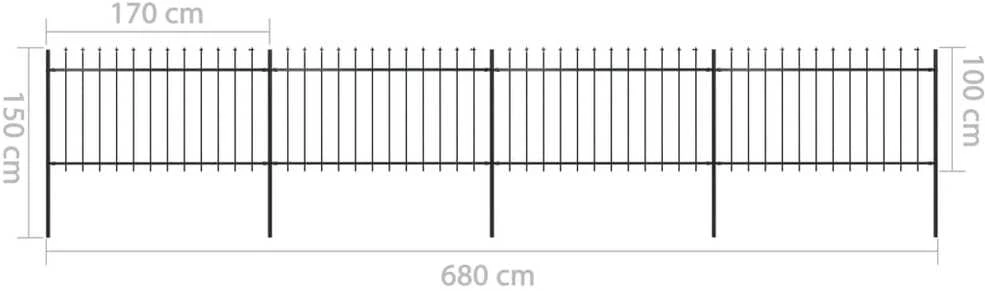 Sodo tvora su iečių viršugal., juoda, 6,8x1m, plienas