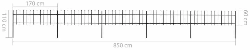 Sodo tvora su iečių viršugal., juoda, 8,5x0,6m, plienas