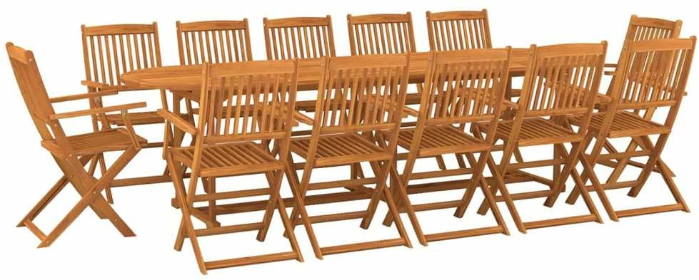 Lauko baldų komplektas Sodo valgomojo komplektas, 13 dalių, 280x90x75 cm, akacija