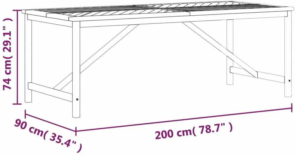 Sodo valgomojo stalas, 200x90x74cm, akacijos medienos masyvas