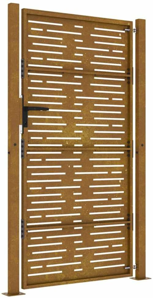 Sodo vartai, 105x205cm, corten plienas, kvadratų dizaino