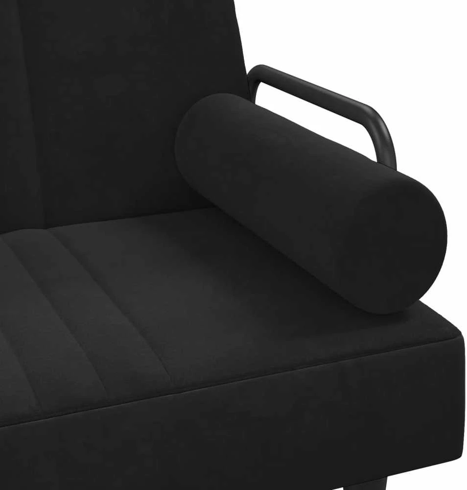Sofa-lova su porankiais, juodos spalvos, aksomas