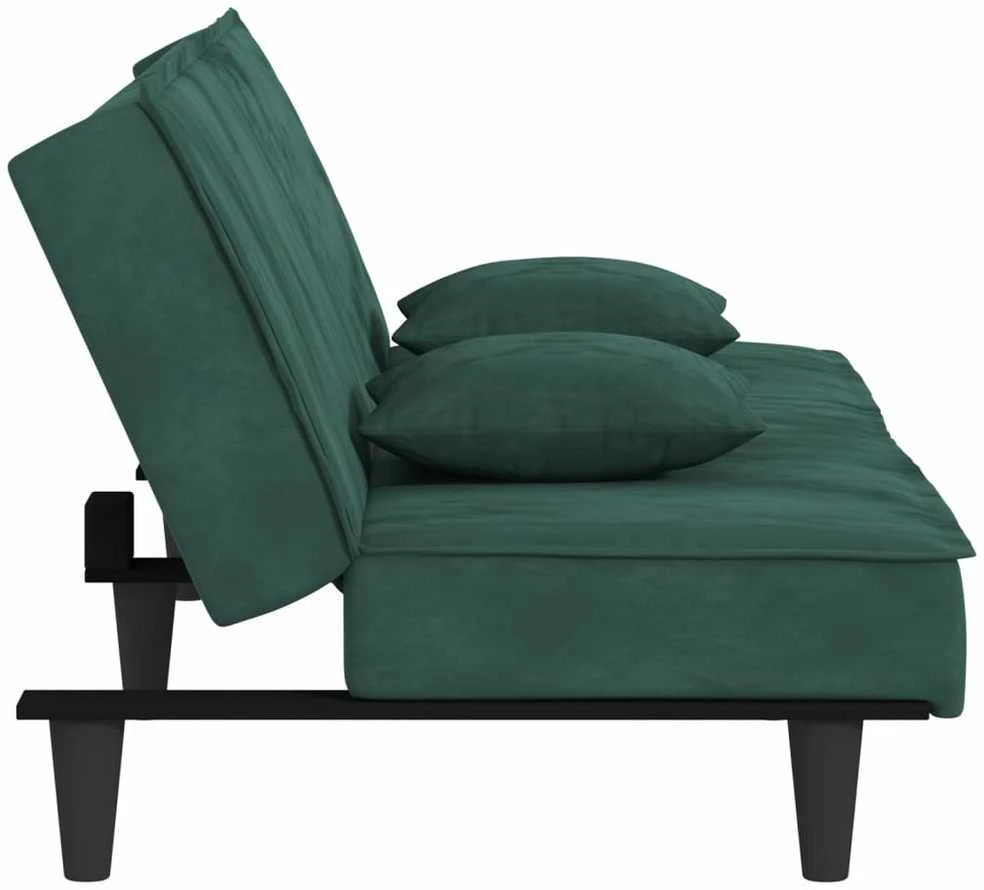 Sofa-lova, tamsiai žalios spalvos, aksomas