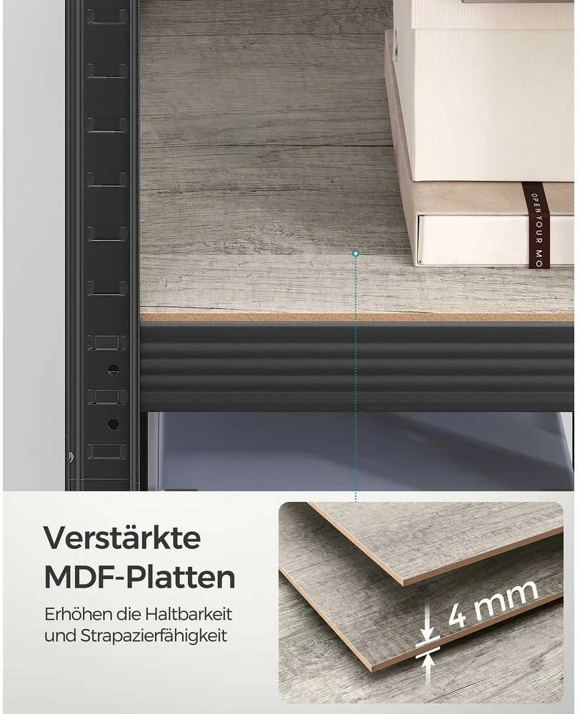 Songmics 5 lentynos pilkai juodos spalvos