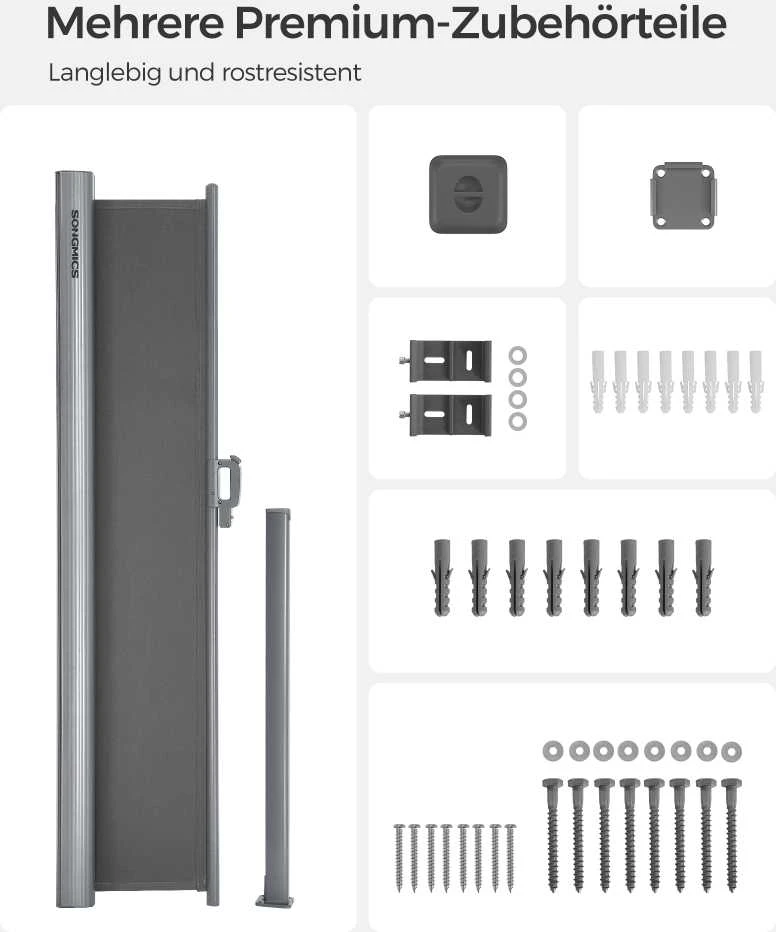 Songmics Šoninis tentas 200 x 300 cm antracito spalvos