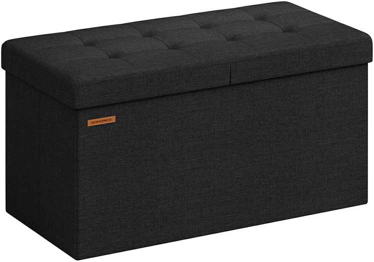 SONGMICS Banc de Rangement, Pouf Pliable, 38 x 76 x 38 cm, Bout de Lit