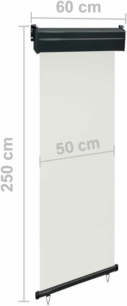 Šoninė balkono markizė, kreminė, 60x250cm