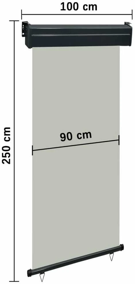 Šoninė balkono markizė, pilka, 100x250cm