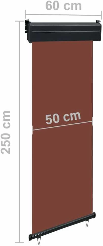 Šoninė balkono markizė, ruda, 60x250cm