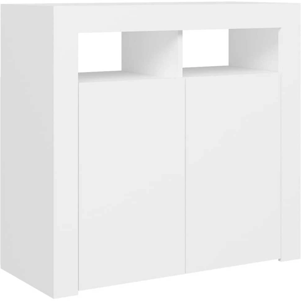 Šoninė spintelė su LED apšvietimu, baltos spalvos, 80x35x75cm