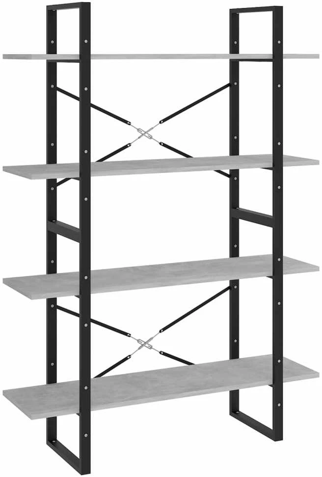 Spintelė knygoms, 4 aukštų, betono, 100x30x140cm, mediena