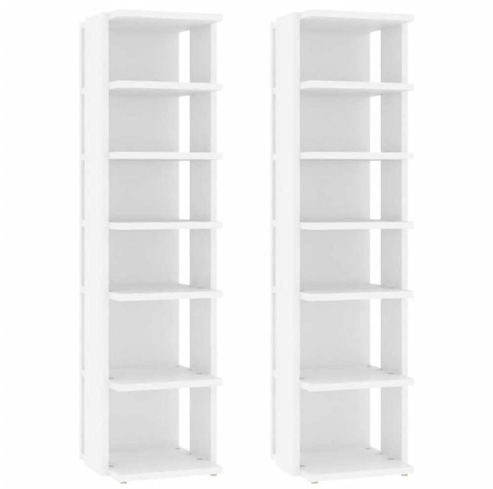 Spintelės batams, 2vnt., baltos, 27,5x27x102cm apdirbta mediena