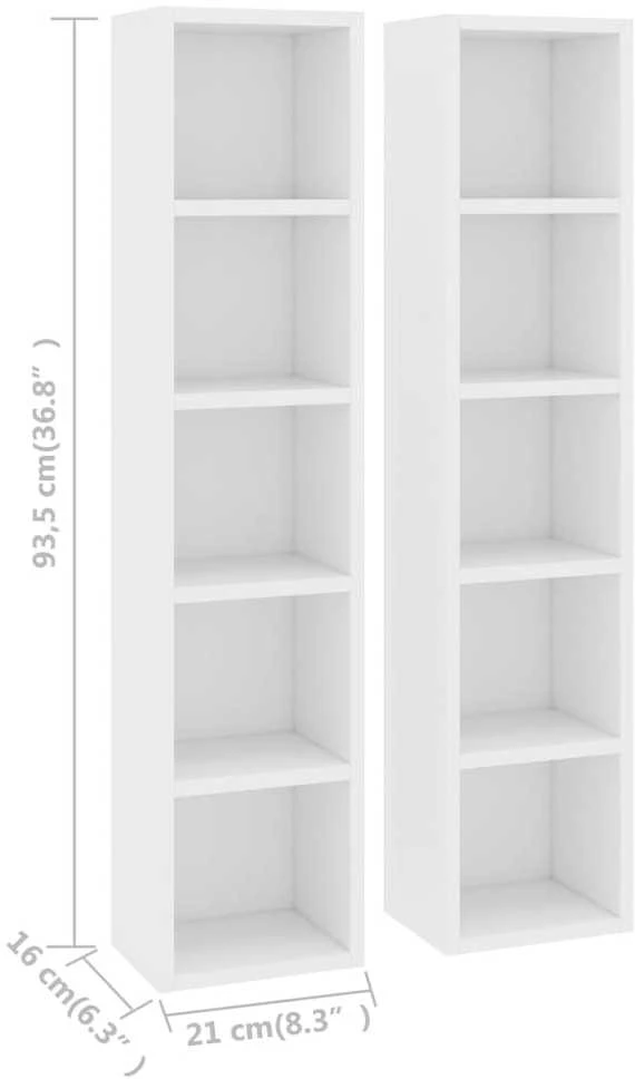 Spintelės kompaktiniam diskam, 2vnt., baltos, 21x16x93,5cm, MDP