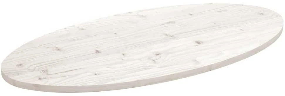 Stalviršis, baltas, 100x50x2,5cm, pušies masyvas, ovalus