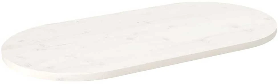 Stalviršis, baltas, 100x50x2,5cm, pušies masyvas, ovalus