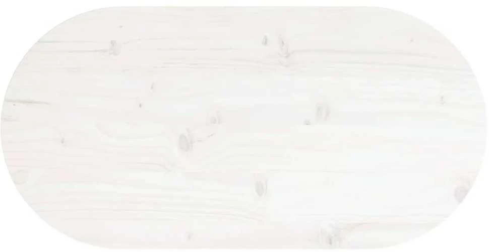 Stalviršis, baltas, 60x30x2,5cm, pušies masyvas, ovalus