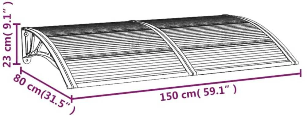 Stogelis durims, juodos spalvos, 150x75cm, polikarbonatas