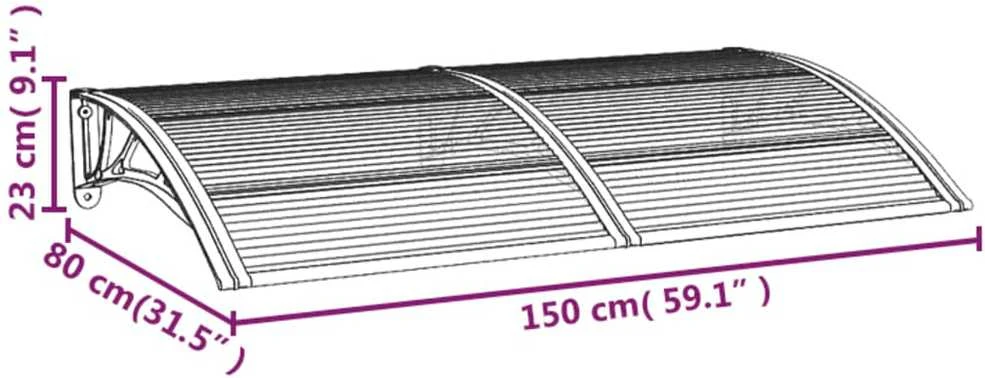 Stogelis durims, pilkos spalvos, 150x75cm, polikarbonatas