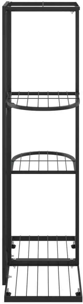 Stovas augalams, 4 lentynos, juodas, 43x22x76cm, metalas