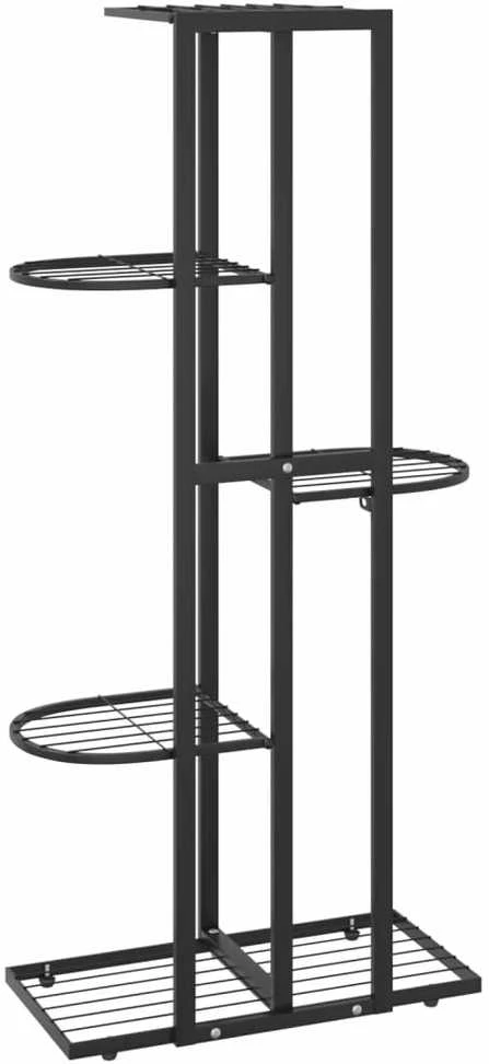 Stovas augalams, 5 lentynos, juodas, 43x22x98cm, metalas