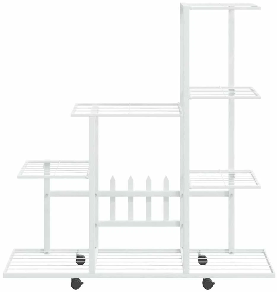 Stovas augalams su ratukais, baltas, 94,5x25x92,5cm, metalas