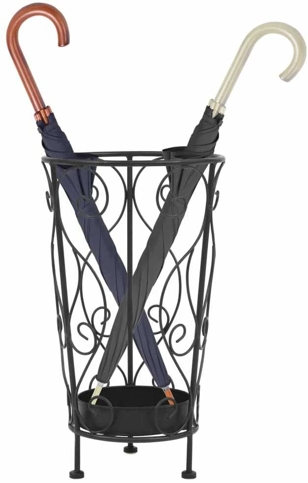 Stovas skėčiams, vintažinio st., metalas, 26x46cm, juodas