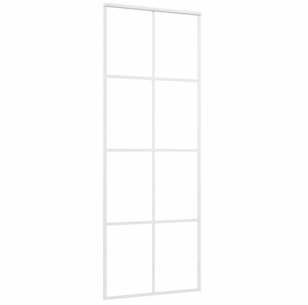 Stumdomos durys, baltos, 76x205cm, ESG stiklas ir aliuminis