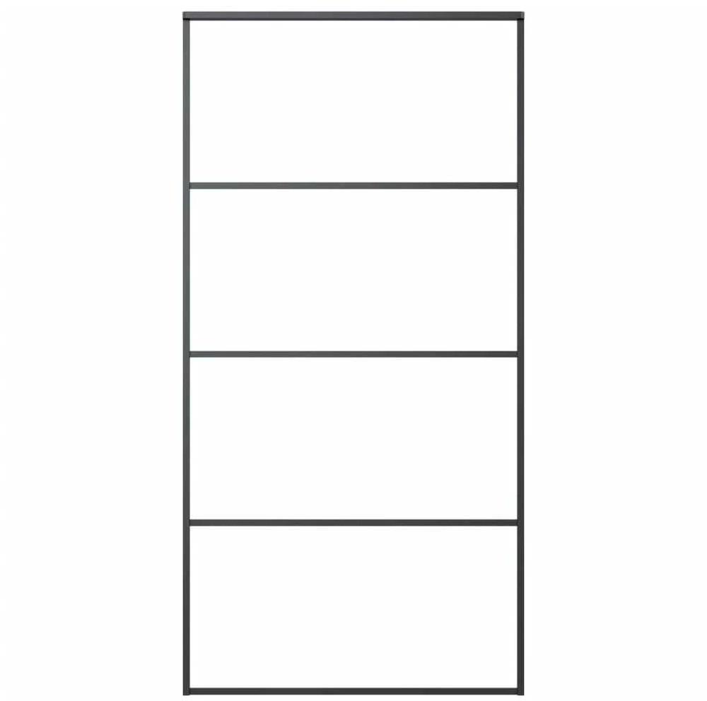 Stumdomos durys, juodos, 102,5x205cm, aliuminis ir ESG stiklas
