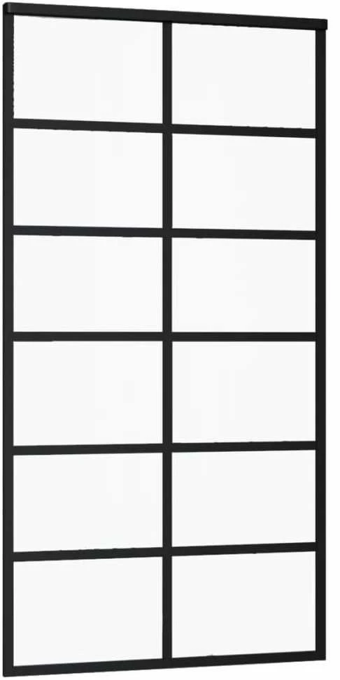 Stumdomos durys, juodos, 102x205cm, ESG stiklas ir aliuminis