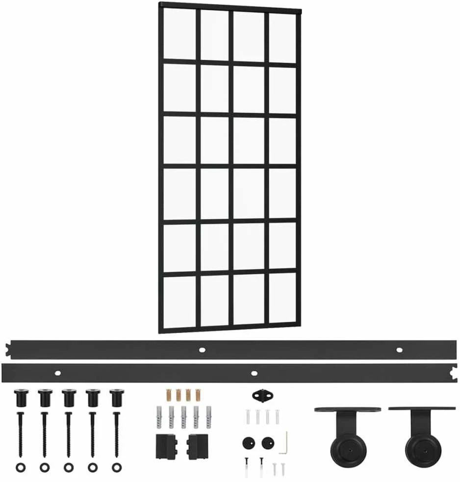 Stumdomos durys su įrangos rinkiniu, 90x205cm, ESG ir aliuminis