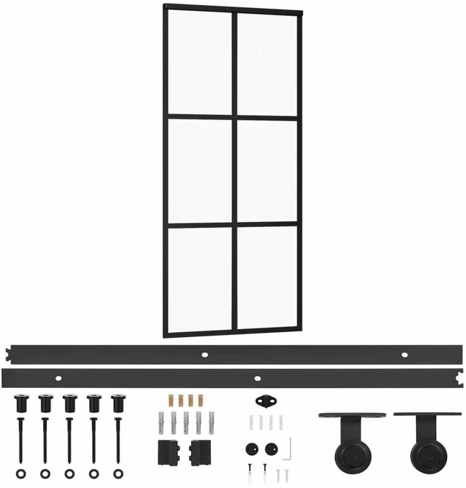Stumdomos durys su įrangos rinkiniu, 90x205cm, ESG ir aliuminis