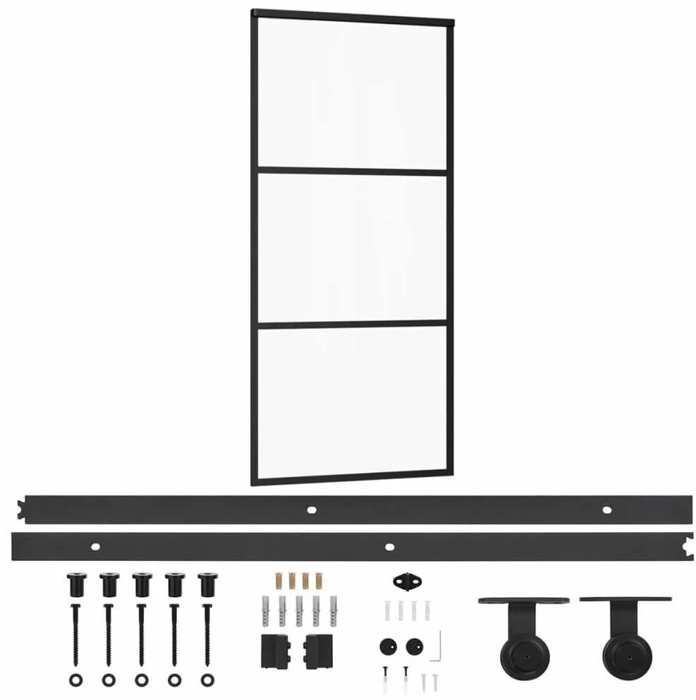 Stumdomos durys su įrangos rinkiniu, 90x205cm, ESG ir aliuminis