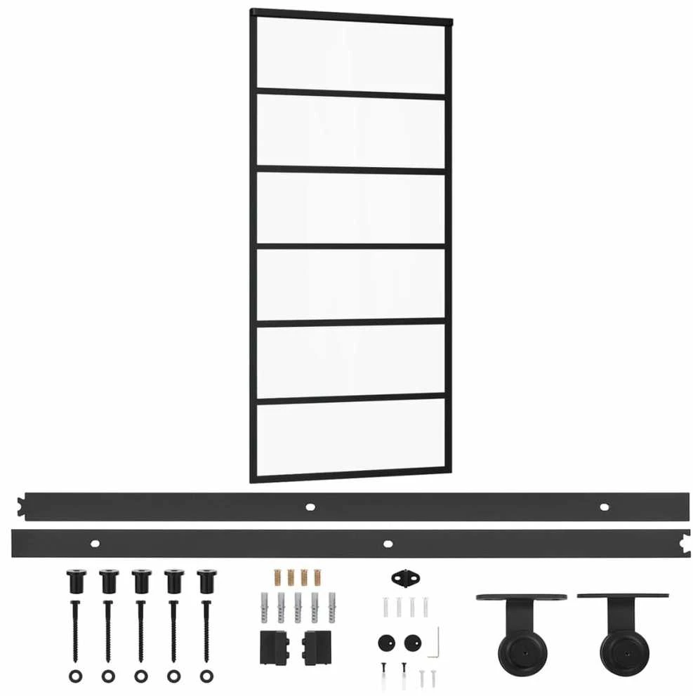 Stumdomos durys su įrangos rinkiniu, 90x205cm, ESG ir aliuminis