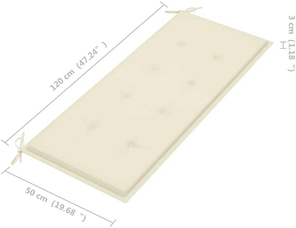 Sudedamas sodo suoliukas su pagalvėle, 128,5cm, tikmedis