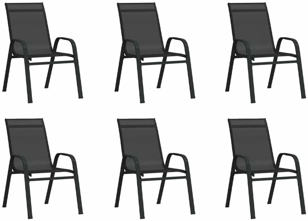 Sudedamos sodo kėdės, 6vnt., juodos, tekstileno audinys