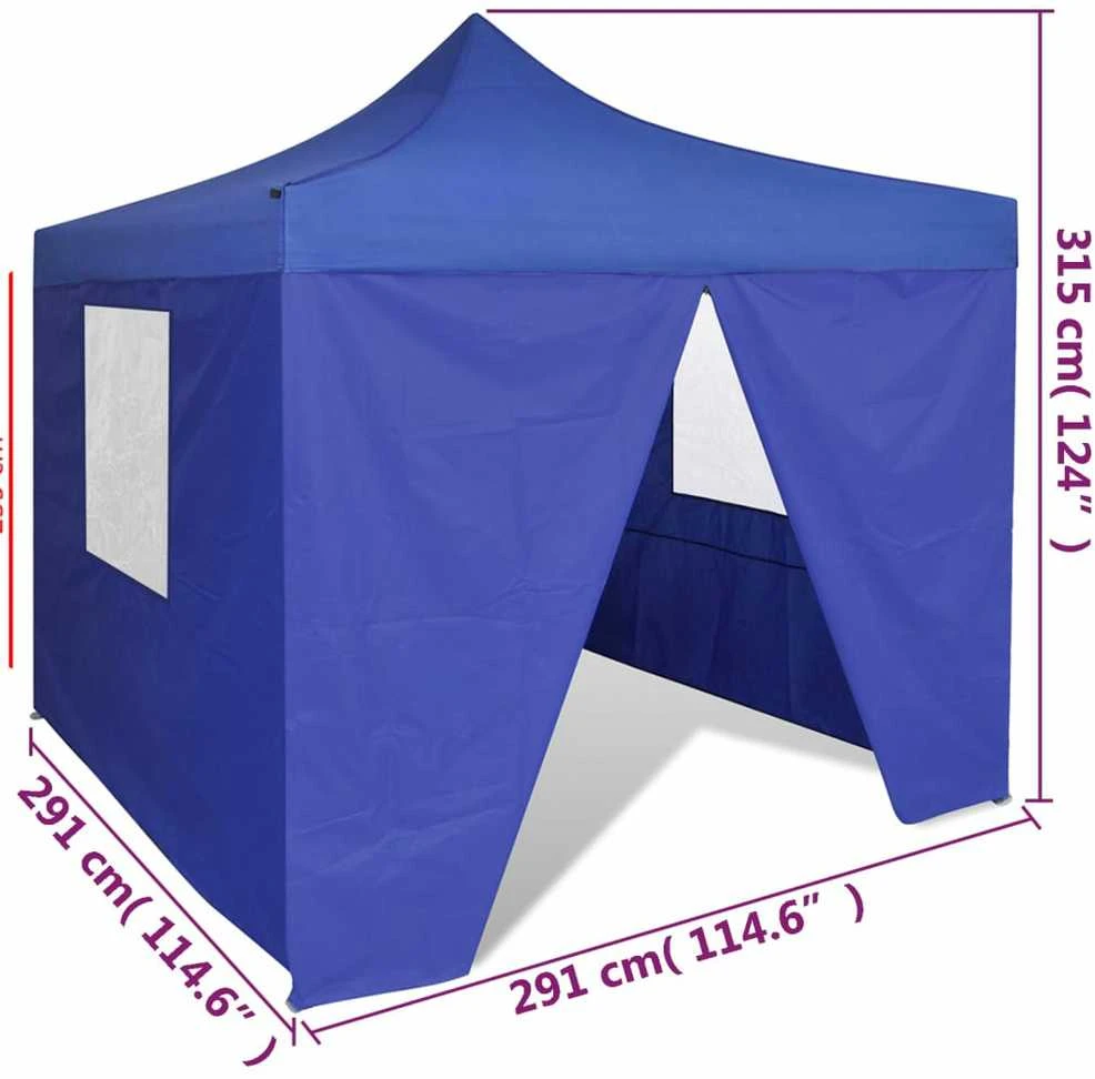 Sulankstomas paviljonas, mėlynas, 3 x 3 m, 4 sienelės