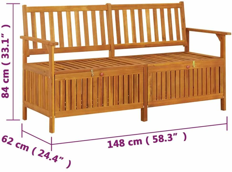 Suoliukas-daiktadėžė, 148cm, akacijos medienos masyvas