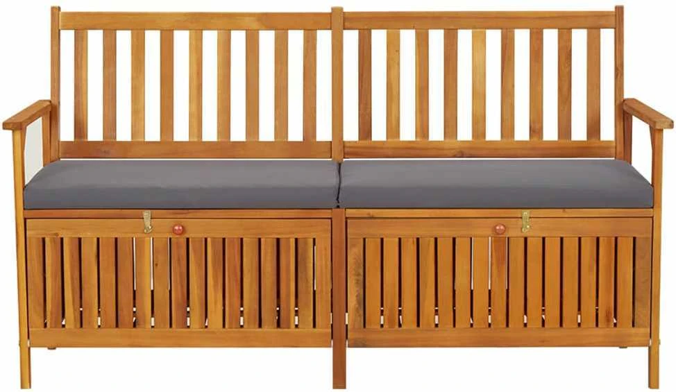 Suoliukas-daiktadėžė su pagalvėle, 148cm, akacijos masyvas
