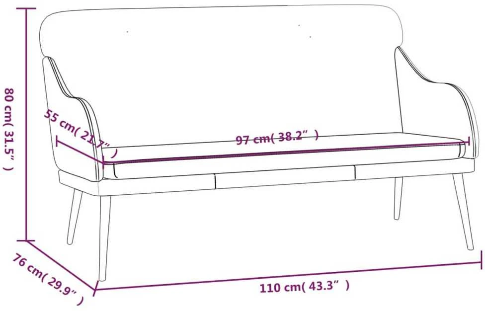 Sofa Suoliukas, juodos spalvos, 110x76x80cm, dirbtinė oda