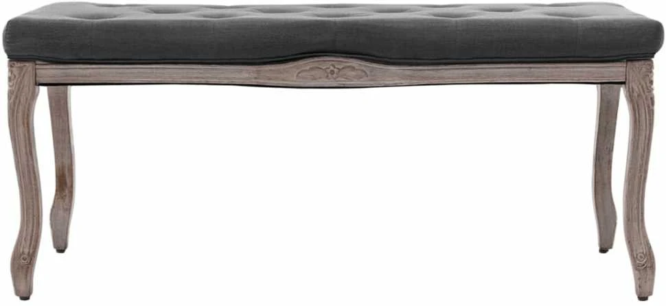 Suoliukas, tamsiai pilkas, 110x38x48cm, linas/medienos masyvas