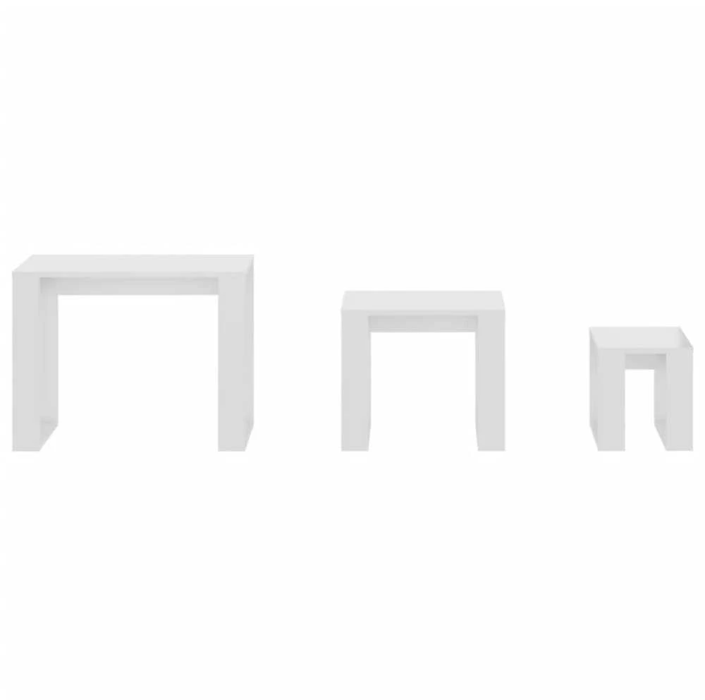 Sustumiami staliukai, 3vnt., balti, apdirbta mediena, blizgūs