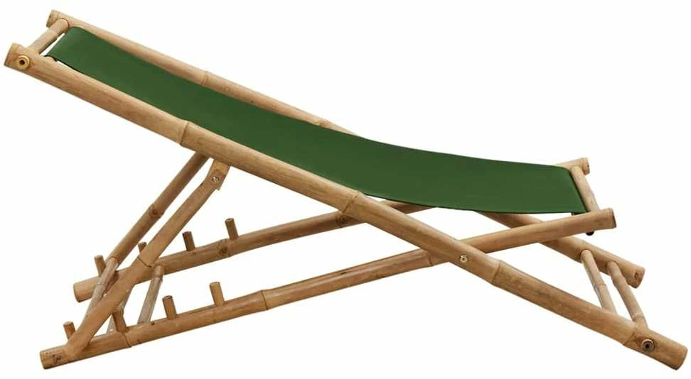 Terasos kėdė, žalios spalvos, bambukas ir drobė