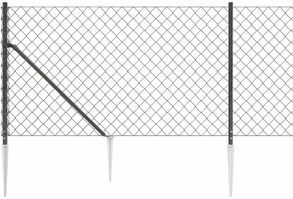 Tinklinė tvora su smaigais, antracito spalvos, 1,1x25m