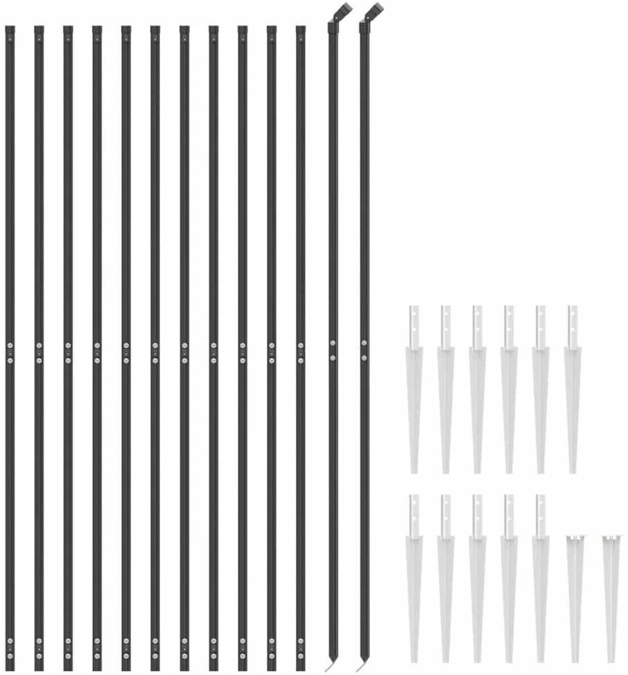 Tinklinė tvora su smaigais, antracito spalvos, 1,6x25m
