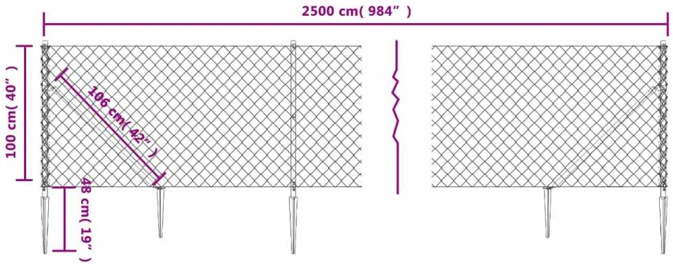 Tinklinė tvora su smaigais, žalios spalvos, 1x25m