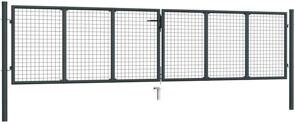 Tinkliniai sodo vartai, pilki, 400x125cm, galvanizuotas plienas