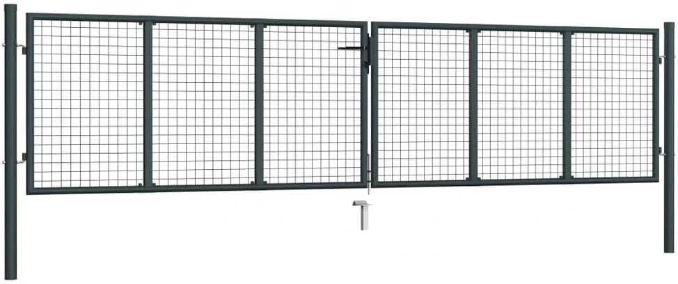 Tinkliniai sodo vartai, pilki, 400x150cm, galvanizuotas plienas